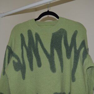 OverSized Two Toned Green Sweater - Size Large